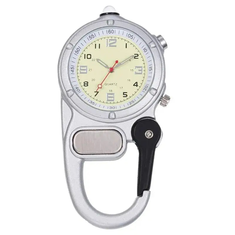 Carabiner Clip Watch with LED Light – Portable Outdoor Nurse Fob Watch for Climbing, Mountaineering & Sports
