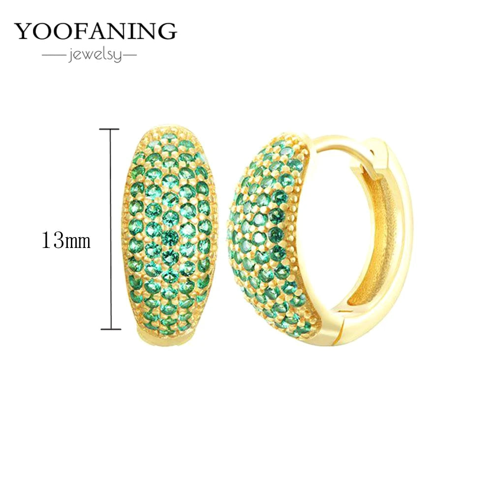 925 Sterling Silver Women's Earrings – Heart-Shaped Green Zircon Flower with Geometric Luxury Design
