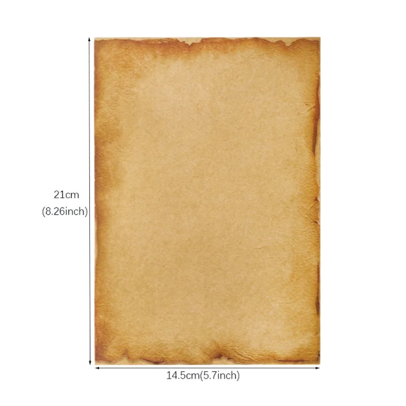 16pcs Vintage Writing Paper Old Parchment Design Kraft Paper for Invitations Gift Decorations Holiday Event Party Supplies A5