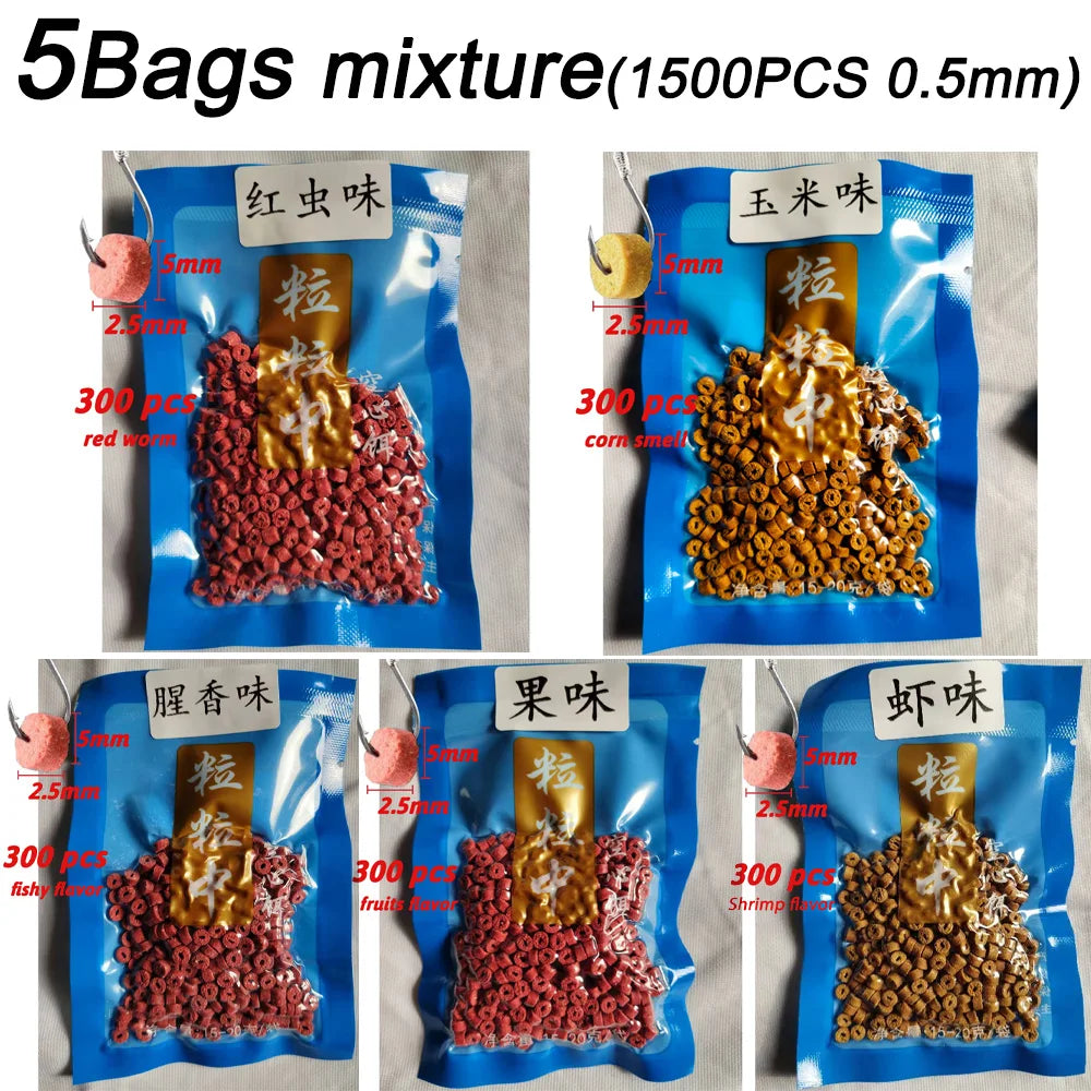 5-Pack Fish Attractant Bait – Hollow Granular Lure with Strong Scent for Carp & Soft Bait Hook Fishing