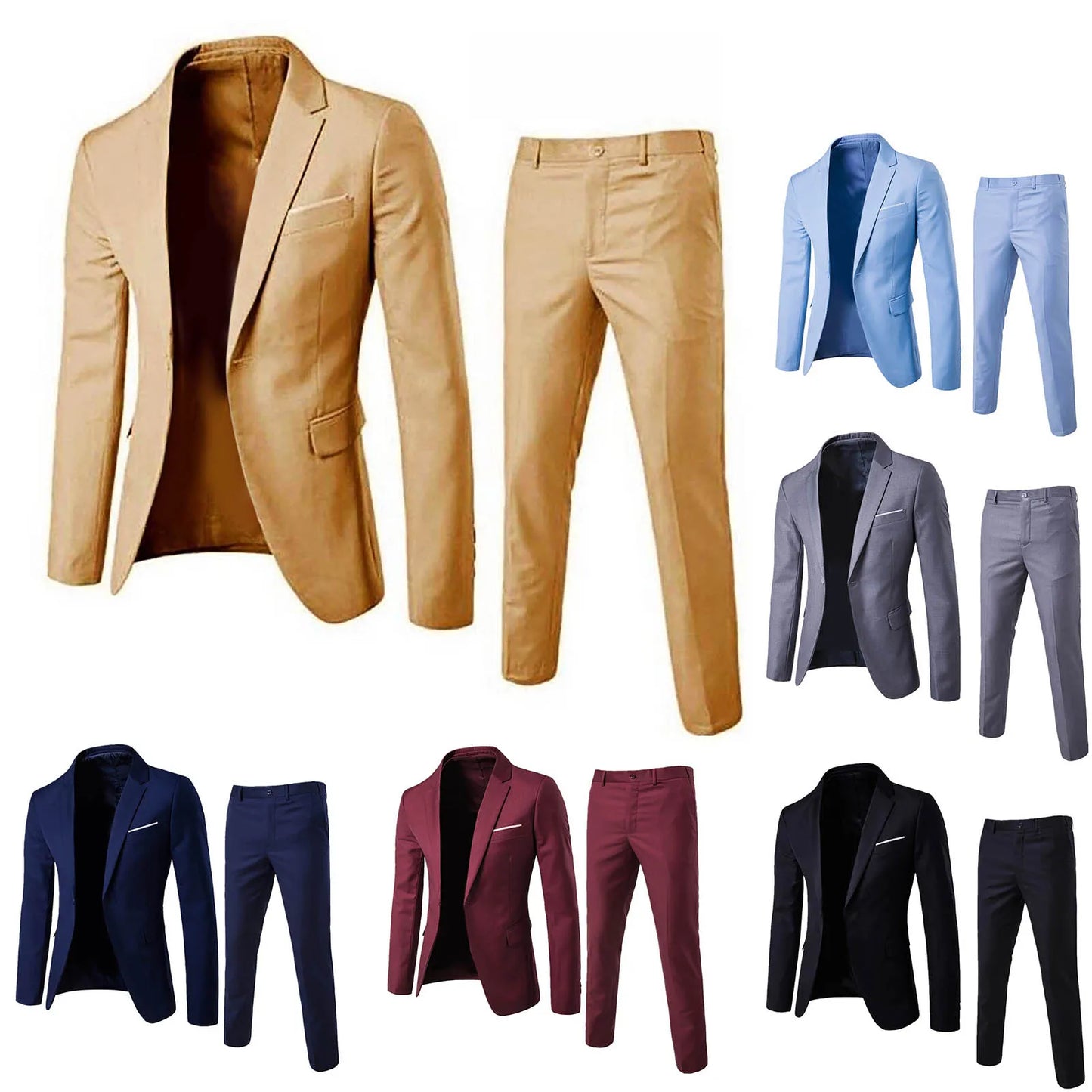 Classic Men's Spring Suit Set: 2-Piece Business Blazers and Pants for Autumn Wedding Parties