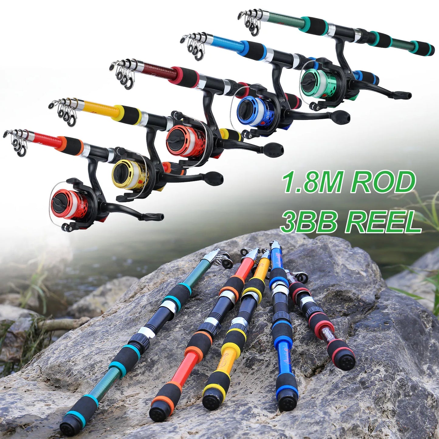 Sougayilang Telescopic Fishing Rod & Reel Combo: 1.8M Spinning Rod with 5.2:1 3BB Reel, 5kg Max Drag – Complete Fishing Kit!