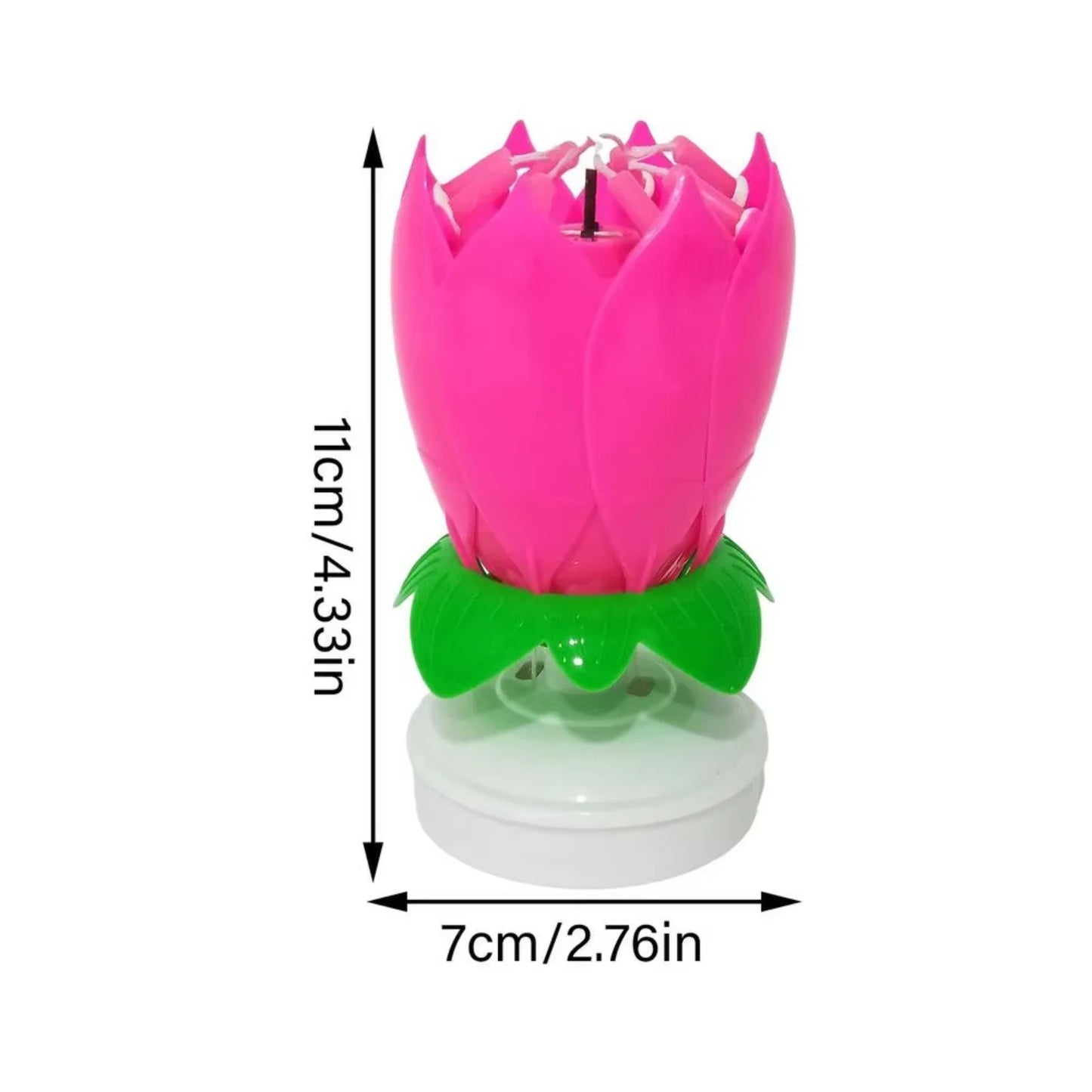 Rotating Lotus Music Candle – Artificial Blossom Candle for Birthday Cake Decoration with Flat Bottom Design