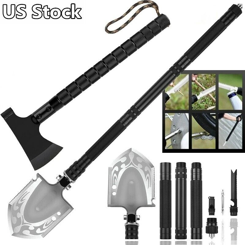 Unlock Versatility with the Multifunctional Shovel Ax Set - Your Essential Survival Kit, Featuring a Folding Tactical Hatchet, Spade, Tomahawk, and Portable Outdoor Tools for Camping and Garden Activities.