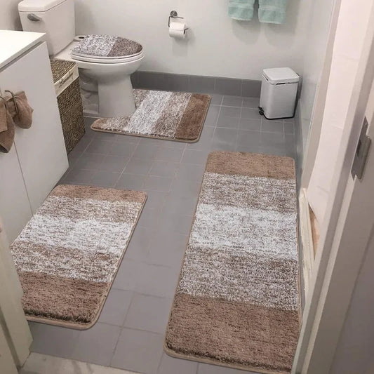 🛁 4-Piece Bathroom Rug Set – Plush, Absorbent & Non-Slip
Includes Contour Mat, Bath Mat, Lid Cover & Extra Rug | Microfiber Shaggy Comfort