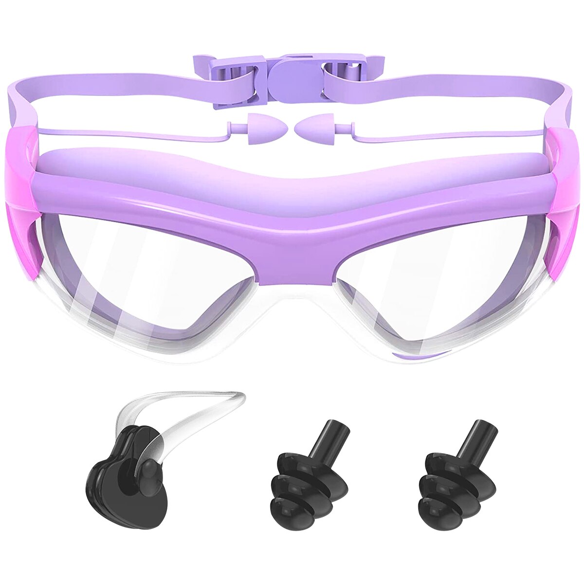 Waterproof Kids Swimming Goggles Set: High-Definition, Anti-Fog, with Strap, Nose Clip, and Earplugs