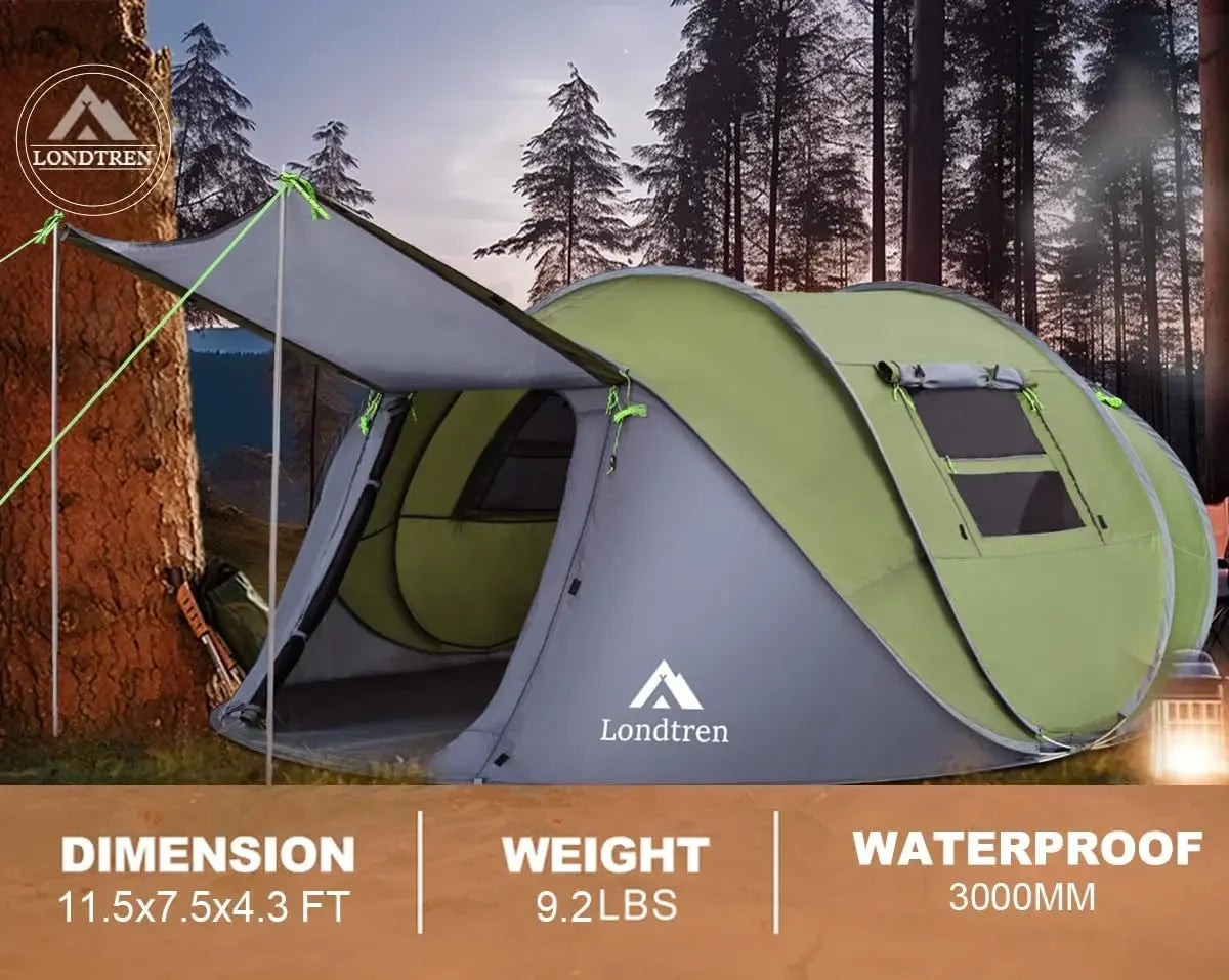 4-Person Easy Pop-Up Tent | Waterproof, Instant Setup with 2 Doors – Perfect for Family Camping, Hiking, & Travel