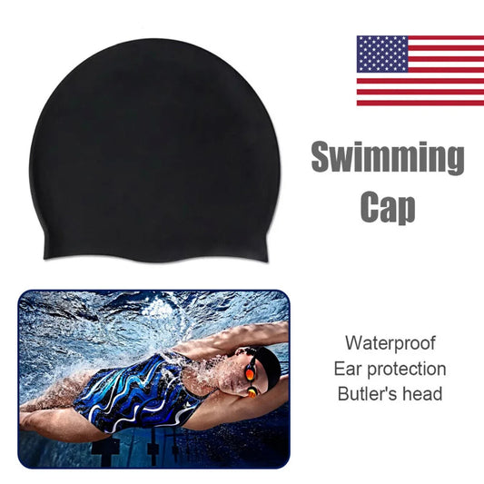Waterproof Swimming Cap for Men & Women – Solid Color Swim Cap for Long Hair, Adult Pool Use