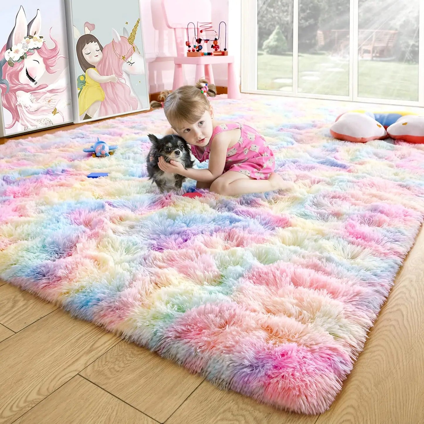 Fluffy Area Rug – Soft Fuzzy Bedroom & Living Room Carpet, Non-Slip Design for Kids' Rooms & Hardwood Floors