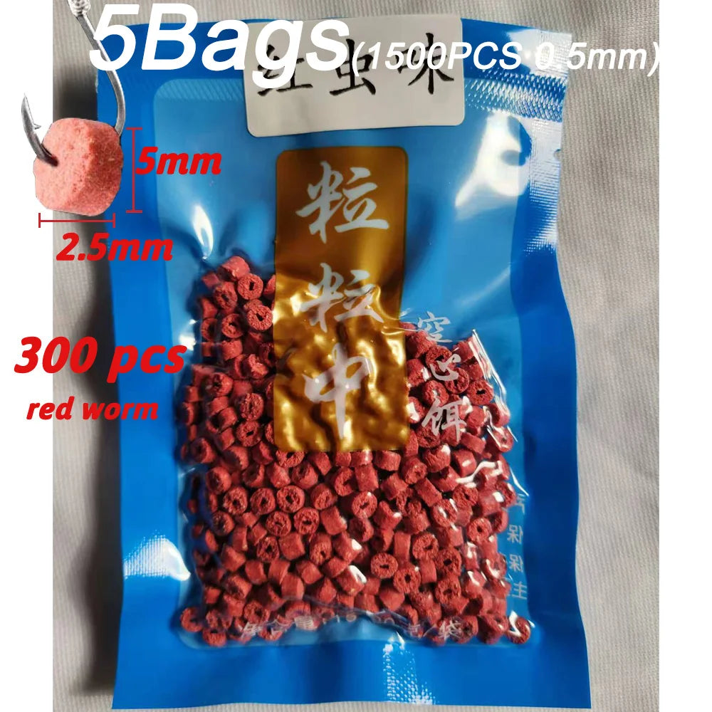 5-Pack Fish Attractant Bait – Hollow Granular Lure with Strong Scent for Carp & Soft Bait Hook Fishing