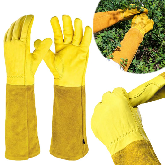 2-Pack Leather Gauntlet Gloves: Breathable, Long Sleeve for Rose Pruning – Perfect Gardening Gloves for Men & Women!