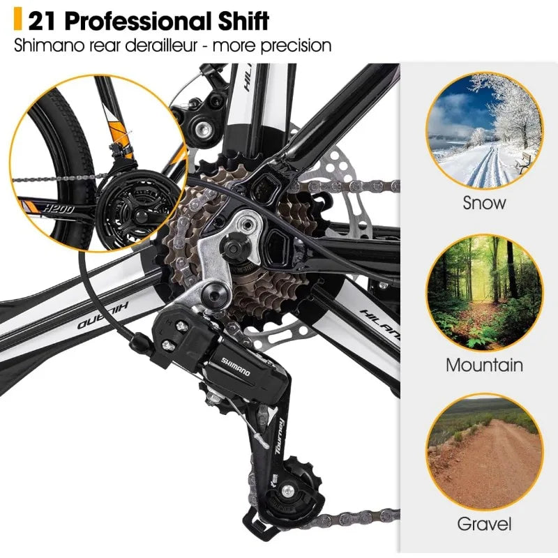 HILAND 26-Inch Mountain Bike – 21-Speed Aluminum Frame with Disc Brakes & Multi-Spoke Wheel Options