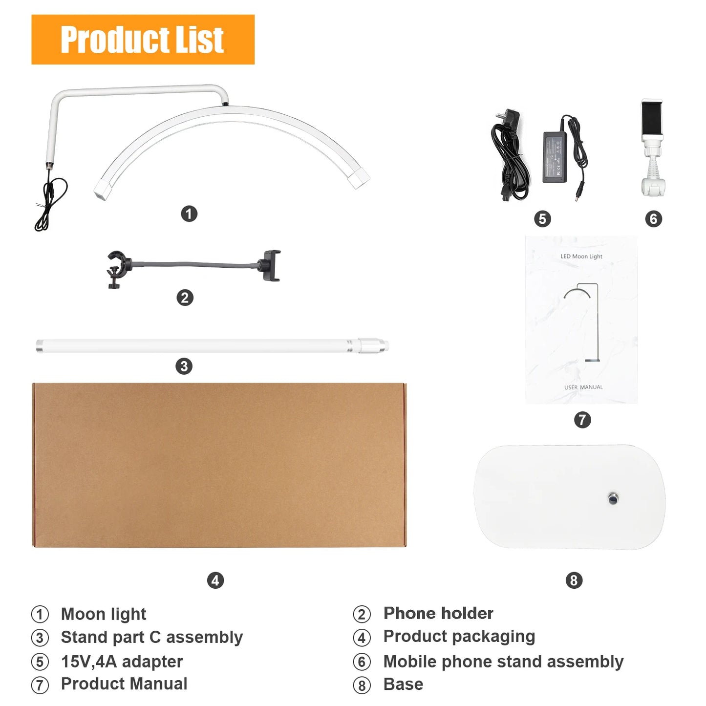 FOSOTO 45W LED Half-Moon Ring Light: Perfect for Photography, Beauty Salons, Tattoos, Lashes, & Nails – Includes Phone Clip!