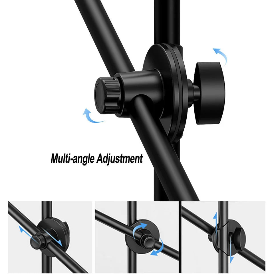 Professional RGB LED Ring Light with Tripod Stand and Boom Arm for Studio Photography, Video, and Selfies