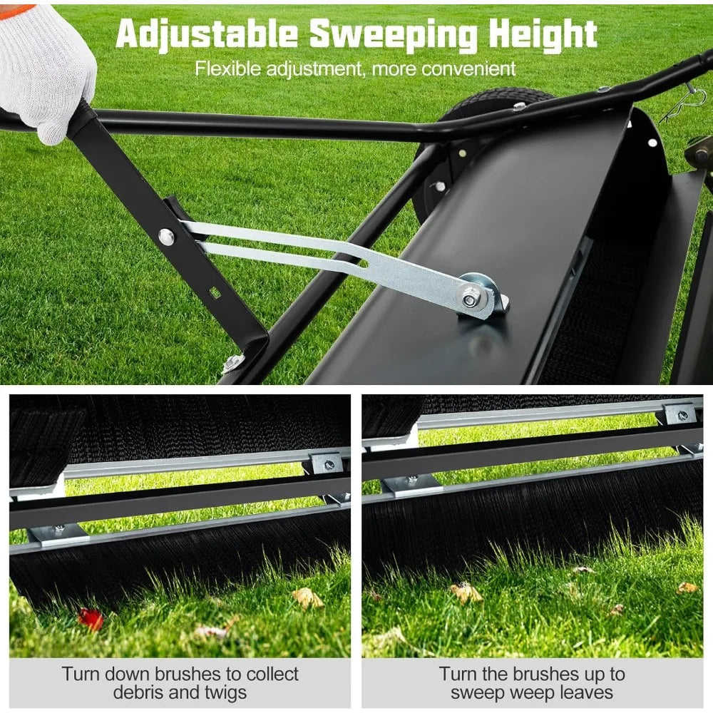 Clear Your Lawn in Half the Time with This Heavy-Duty Tow-Behind Sweeper