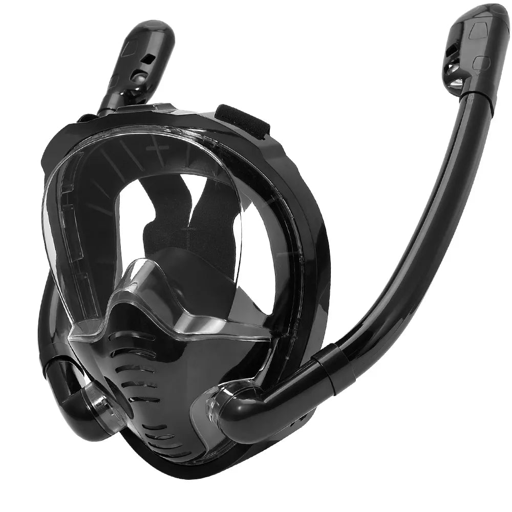 Enhanced Snorkeling Experience: 180° Panoramic View Full Face Snorkel Mask with Silicone Dry Top, Dual Snorkels, Anti-Fog, and Anti-Leak Technology