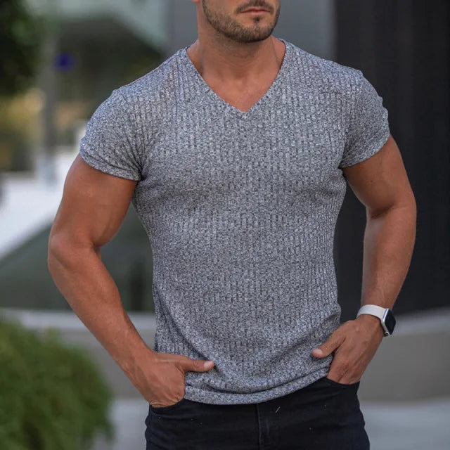 Stay Fashionable in 2024: Men's V-Neck Slim Fit Sports T-Shirt