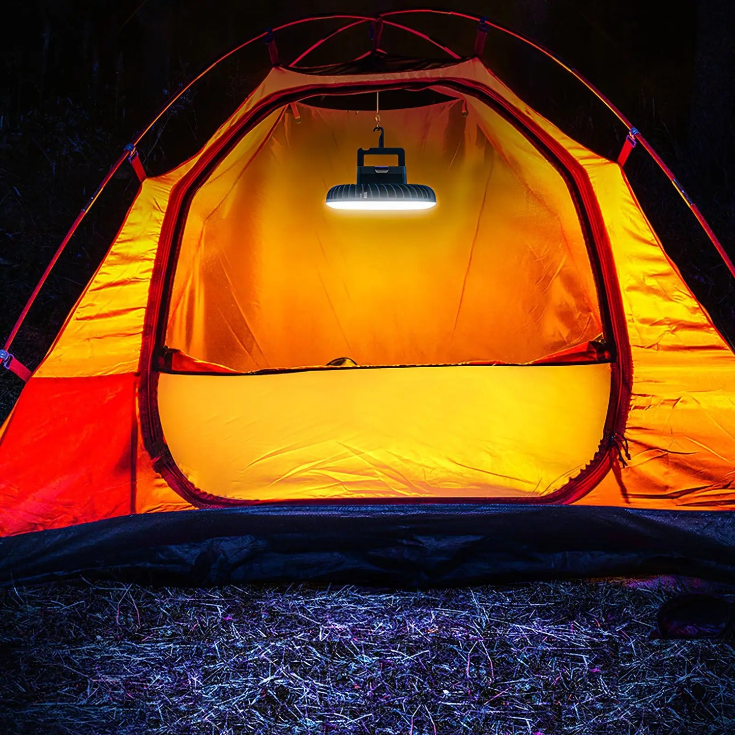 Rechargeable Waterproof Tent Fan with LED Lamp – Portable Camping Lantern & Cooling Fan Combo