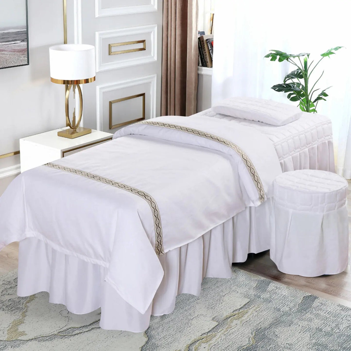 Full-Cover Beauty Massage Bed Sheet & Skirt Set – Spa-Quality Bedspread for Complete Coverage