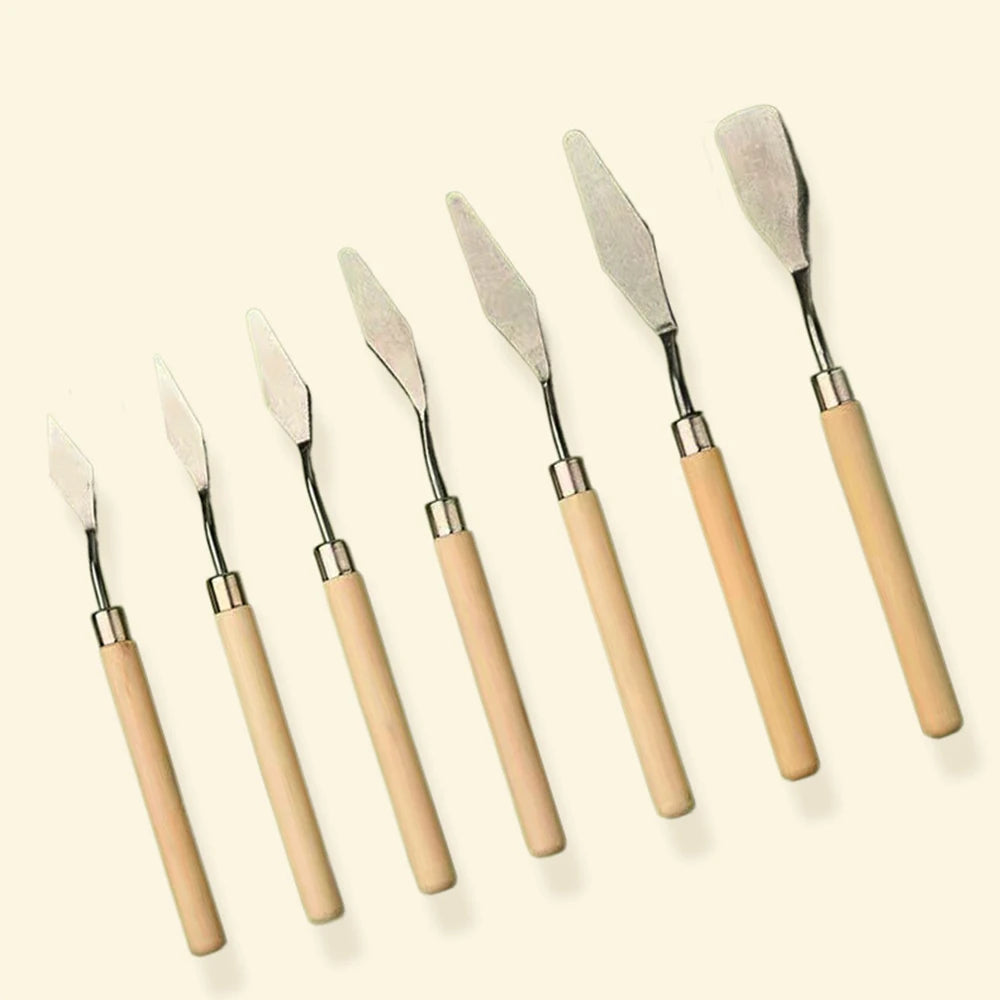 🎨 Oil Painting Palette Knife Set – 1 Set / 3 Set Options | Wood Handle Painting Scrapers
