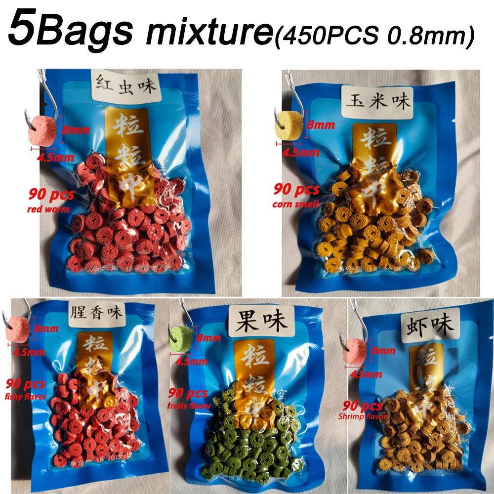 5-Pack Fish Attractant Bait – Hollow Granular Lure with Strong Scent for Carp & Soft Bait Hook Fishing