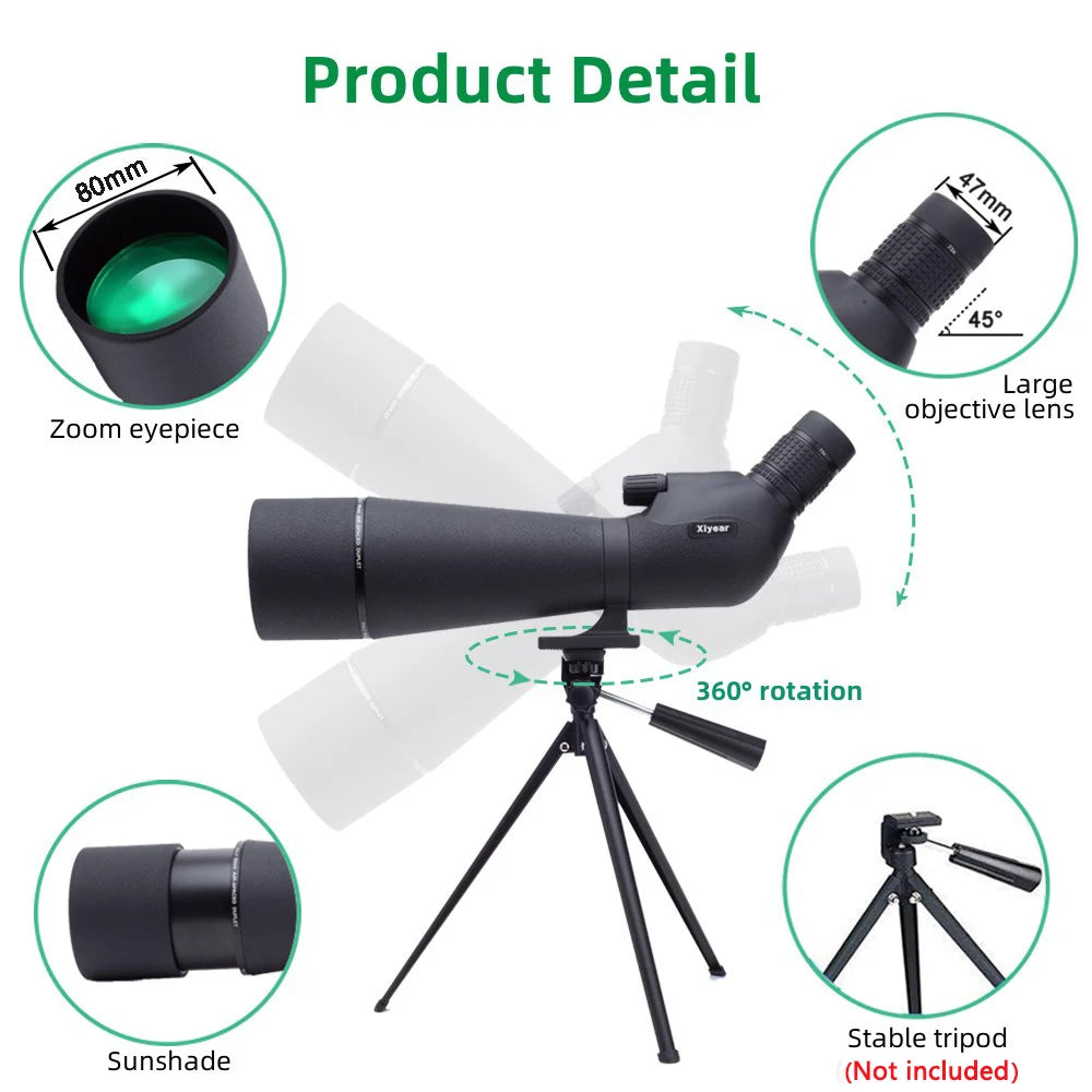 See Farther, Clearer: High-Powered Zoom Spotting Scope with Tripod & Phone Adapter