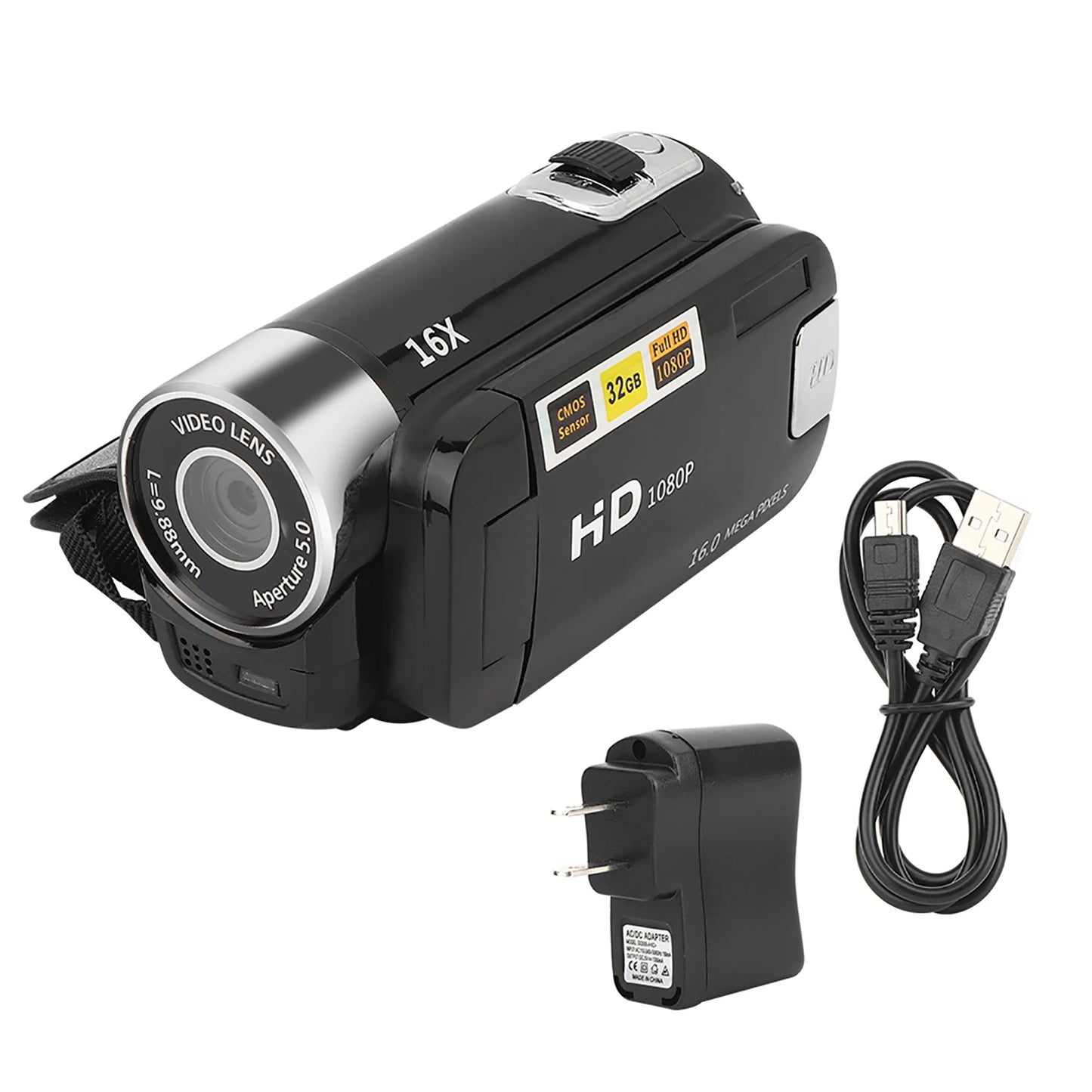 DH-90 Camcorder – 16X Digital Zoom, 2.7-Inch Color Display, High Definition Camera for Image and Video Shooting (110-240V)