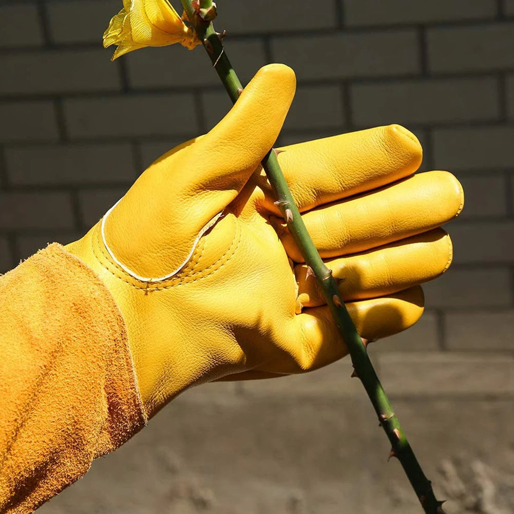 2-Pack Leather Gauntlet Gloves: Breathable, Long Sleeve for Rose Pruning – Perfect Gardening Gloves for Men & Women!