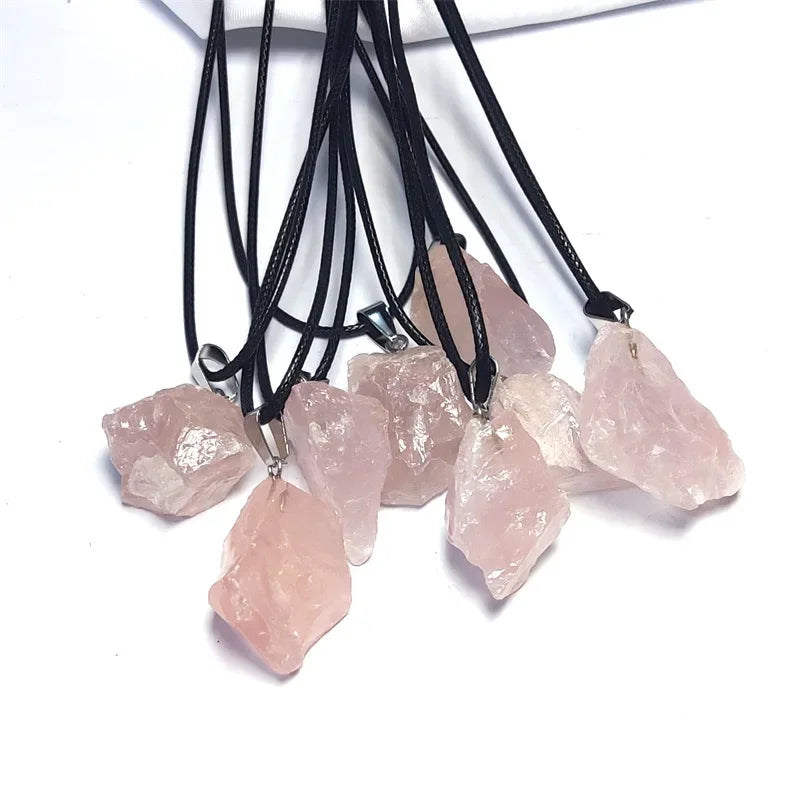 10pcs Natural Irregular Raw Ore Fluorite Crystal Pendant Necklace Energy Stone Healing Amethysts Meditation Yoga Gift Wholesale