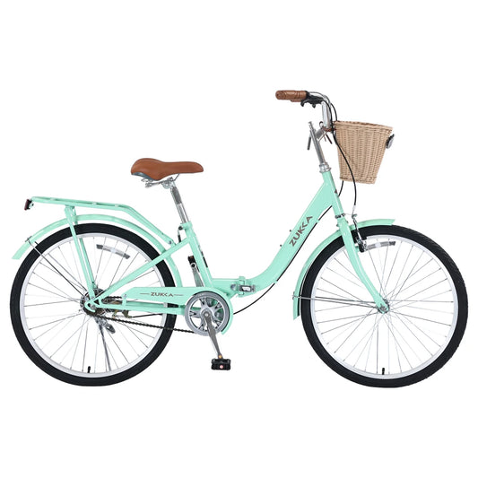 24" Folding Lady’s Bike – Single Speed with Durable Steel Frame, Compact Design for Easy Storage & Commuting
