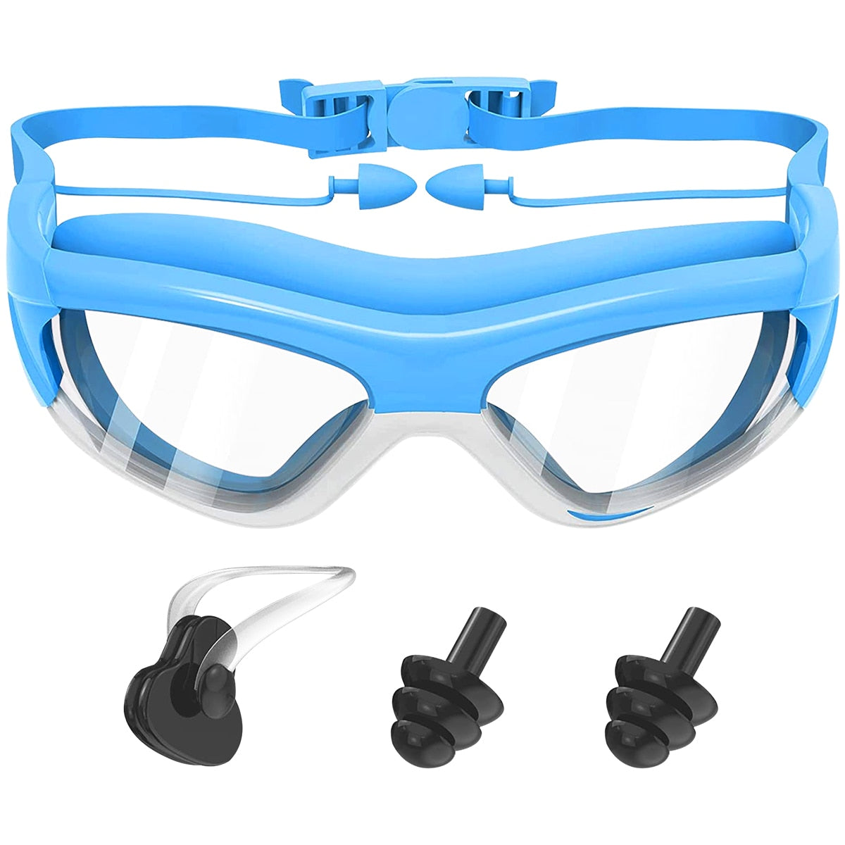 Waterproof Kids Swimming Goggles Set: High-Definition, Anti-Fog, with Strap, Nose Clip, and Earplugs