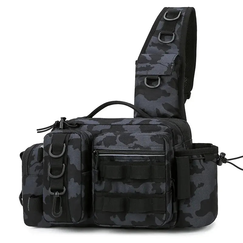 Fishing Tackle Backpack with Rod Holder – Multi-Functional Gear Bag with Lure Boxes & Sling Strap for Men