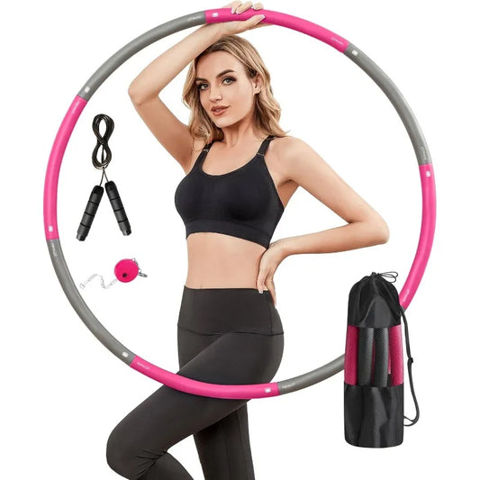 🔥 Weighted Exercise Hoop for Adults – 2.2lb Detachable Fitness Hoop Set with Jump Rope, Tape Measure & Carry Bag | Adjustable for Home or Travel Workouts