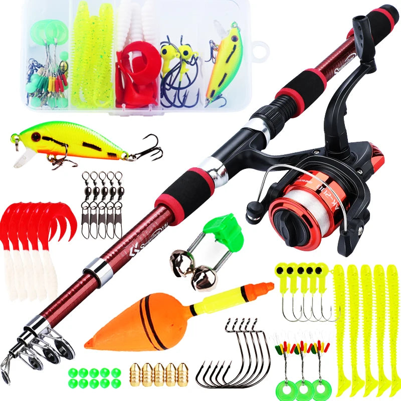 Sougayilang Telescopic Fishing Rod & Reel Combo: 1.8M Spinning Rod with 5.2:1 3BB Reel, 5kg Max Drag – Complete Fishing Kit!