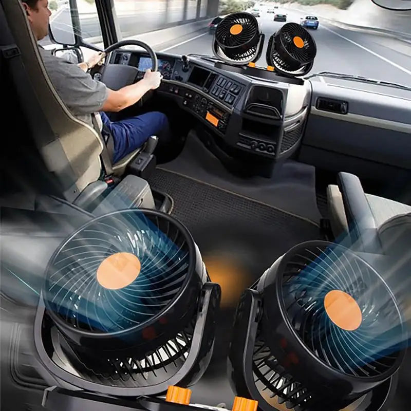 Dual Head USB Car Fan | Adjustable Strong Wind Electric Dashboard Cooling Air Circulator for Ultimate Comfort