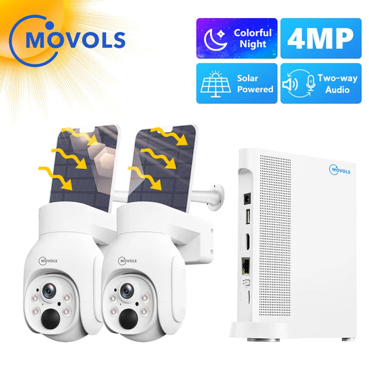 Complete Movols 4MP Solar Security Camera System - 2K, Wireless, PTZ, and Two-Way Audio