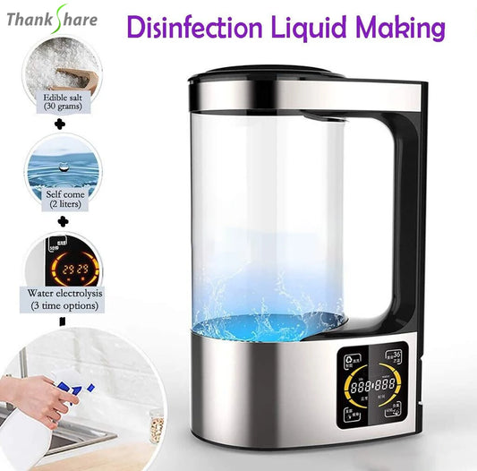 Portable 2 L Hypochlorous Acid Water Maker – Electric Sodium Hypochlorite Generator (100–240 V)