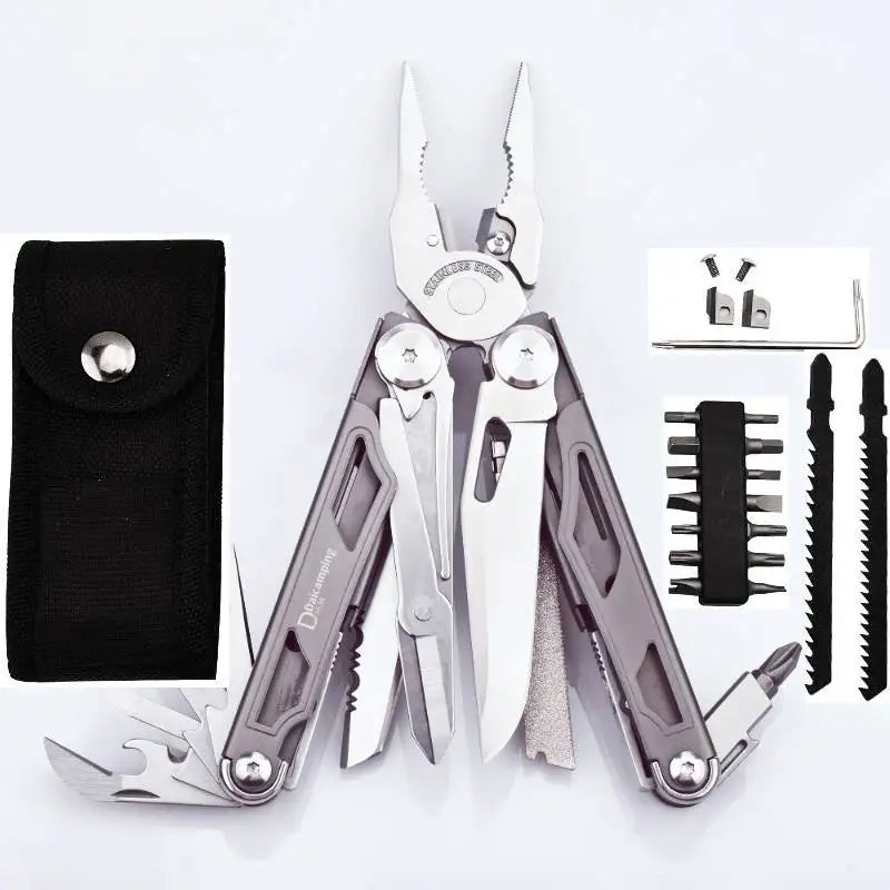 DL30 Multi-Tool Folding Pliers Set – 13-in-1 EDC Survival Gear with Knife, Scissors, Screwdrivers & More