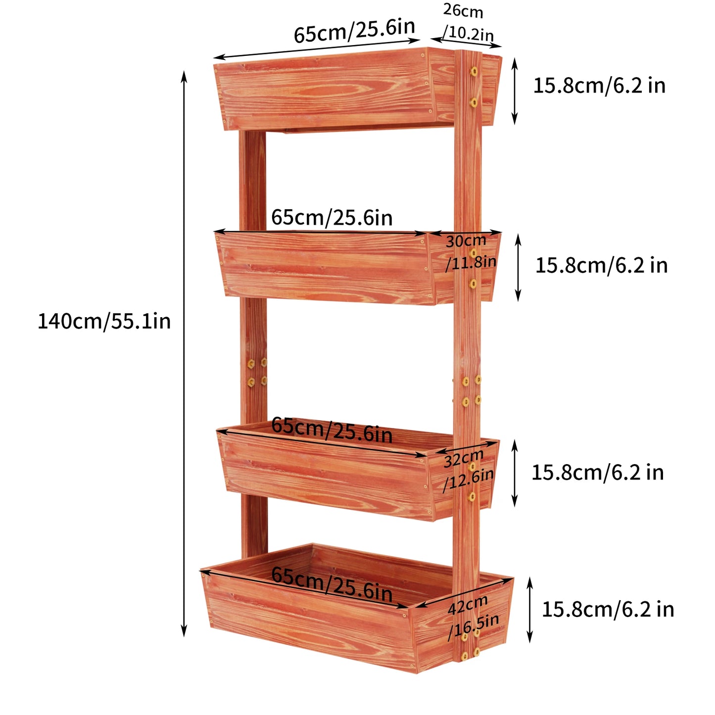 Grow More with Less Space: 4-Tier Wooden Elevated Garden Bed for Outdoor Use