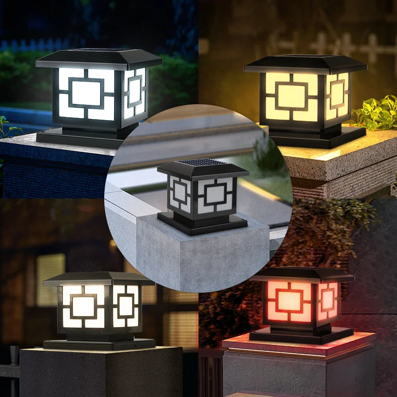 Solar Outdoor LED Column Light: Timed Dimming with Memory Function, Perfect for Garden and Patio Illumination