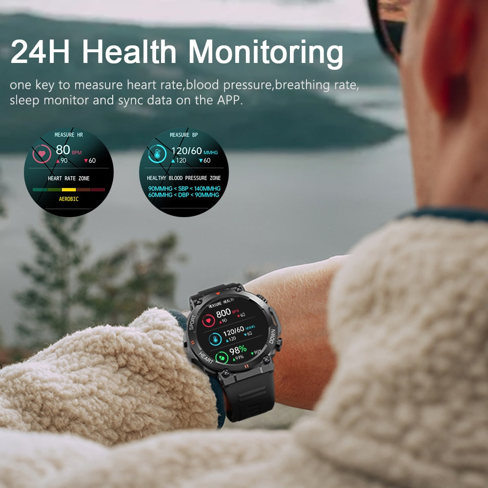 Stay Connected and Active with the MELANDA 1.39-Inch Bluetooth Smartwatch for Men: Compatible with Android and iOS, Sports Fitness Tracker with Heart Monitor and Long Battery Life (400mAh)