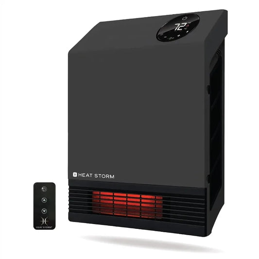Wall Gray HS-1000-WX Deluxe Indoor Infrared Space Saving-1000 Watts-Remote Control-Home & Office Heater-Safe to Touch Grill
