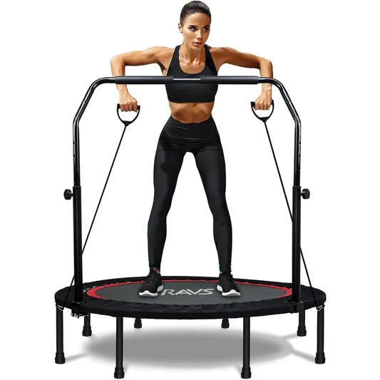 🏃‍♂️ RAVS Mini Trampoline for Kids & Adults – 40"/48" Foldable Fitness Rebounder with Adjustable Handle