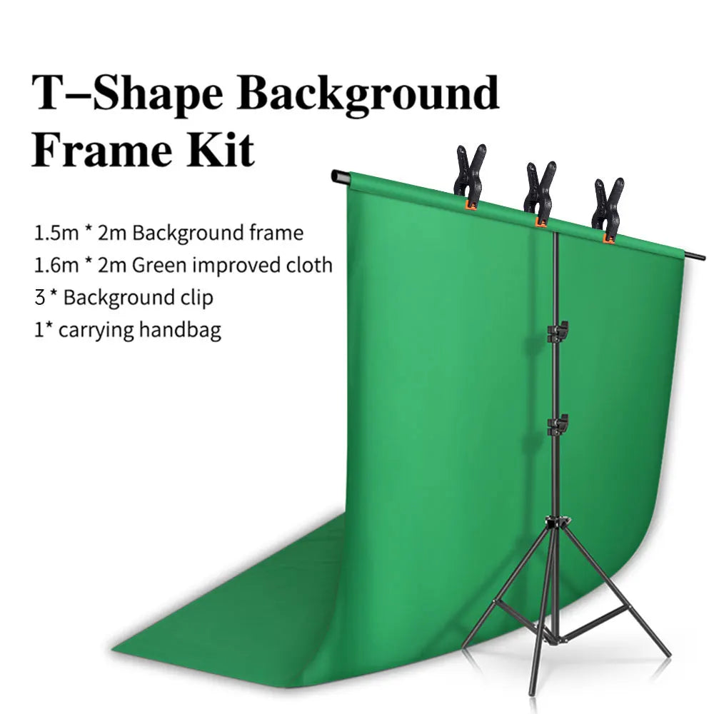 Photography T-Shape Backdrop Support System Kit – Frame for Video Chroma Key Green Screen with Adjustable Stand