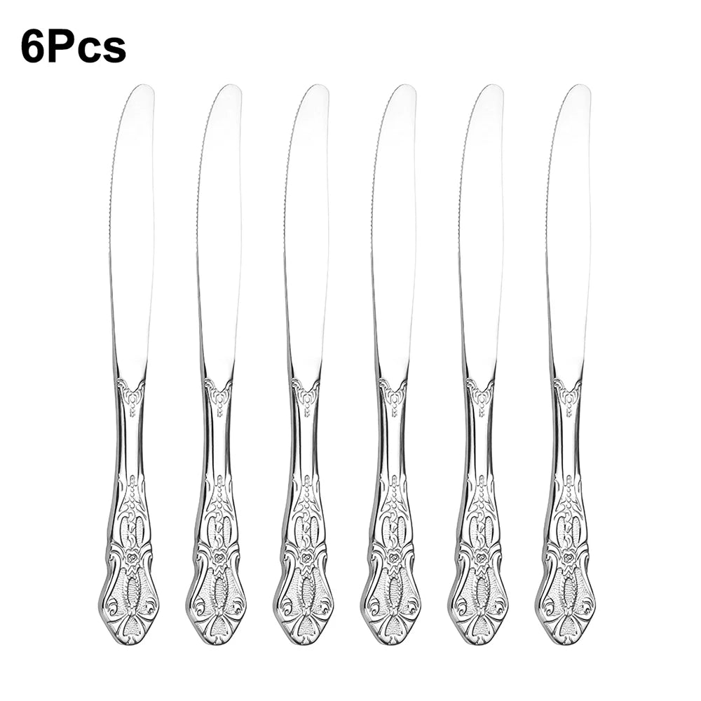 6/24/30-Piece Luxury Silver Cutlery Set – Elegant Stainless Steel Flatware for Stylish Dining