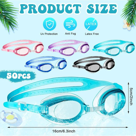 Kids Swim Goggles with Earplugs – No-Leak, Anti-Fog, UV-Protected Swimming Goggles for Toddlers & Children (Unisex)