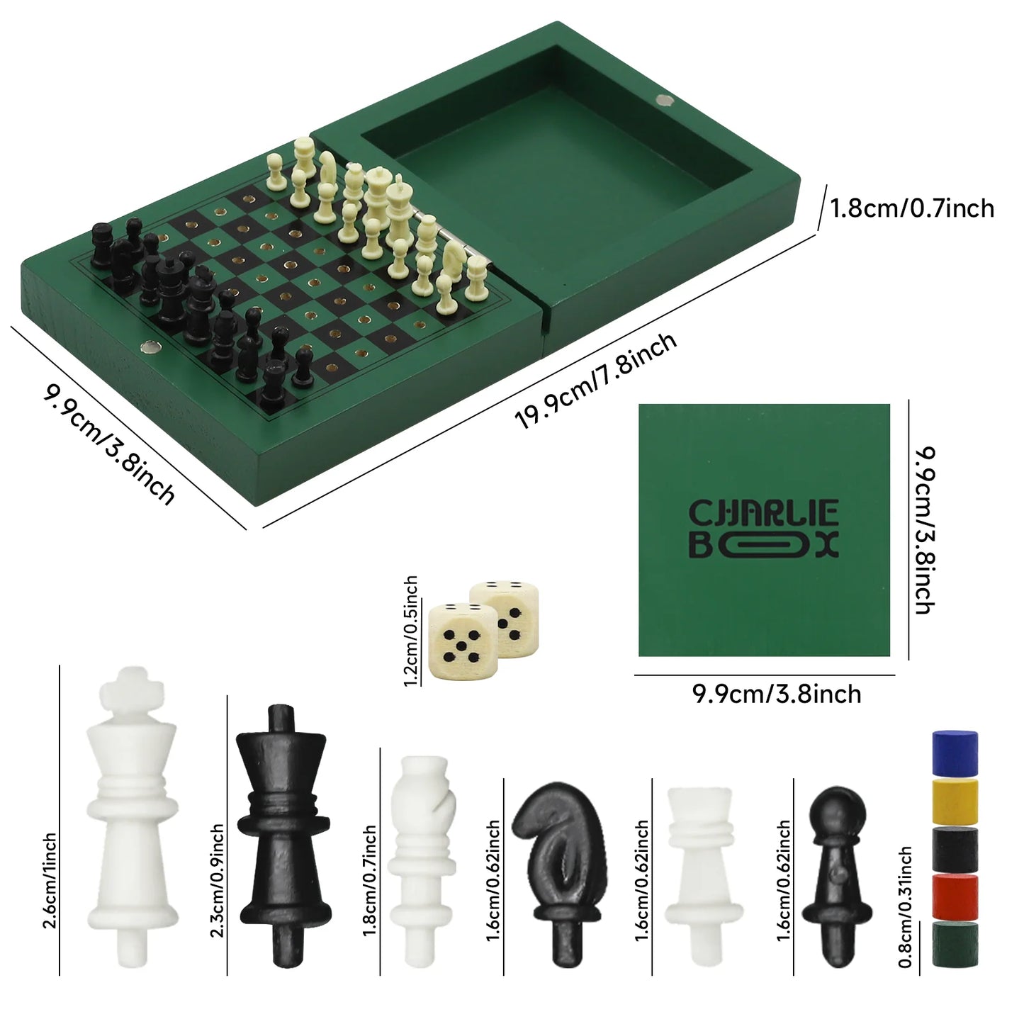 Mini Portable 3-in-1 Wooden Chess Board – Folding LUDO, Chess & Checkers Games for Kids and Adults, Perfect for Travel and Camping!