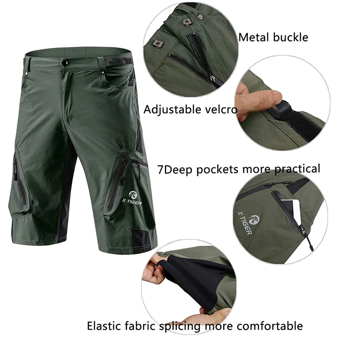 X-Tiger Men's 5D Gel Padded Cycling Shorts - Perfect for Mountain Biking & Downhill Rides