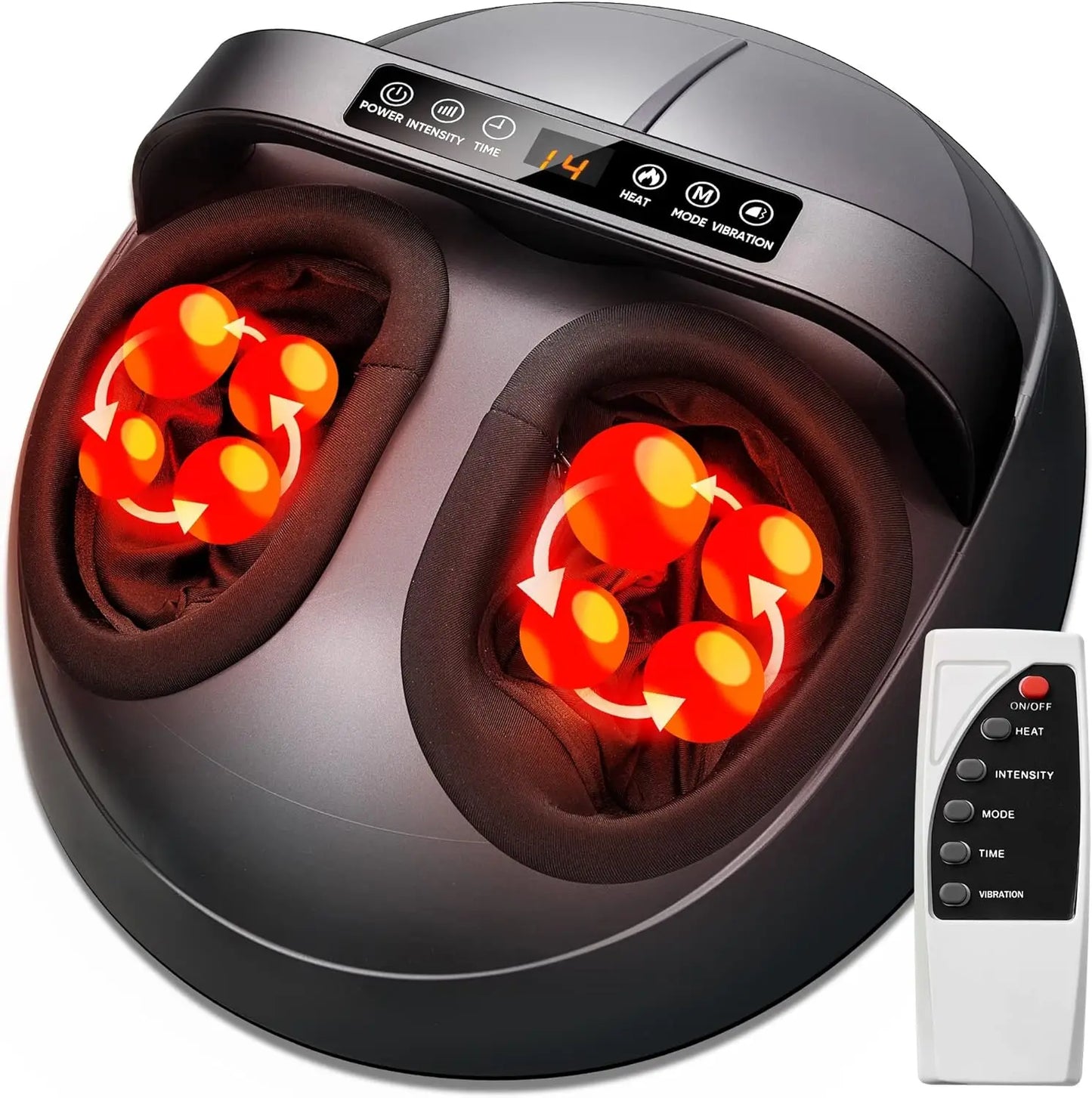 Electric Foot Massager: Heating Therapy, Hot Compression, Shiatsu Kneading Roller for Muscle Relaxation and Pain Relief