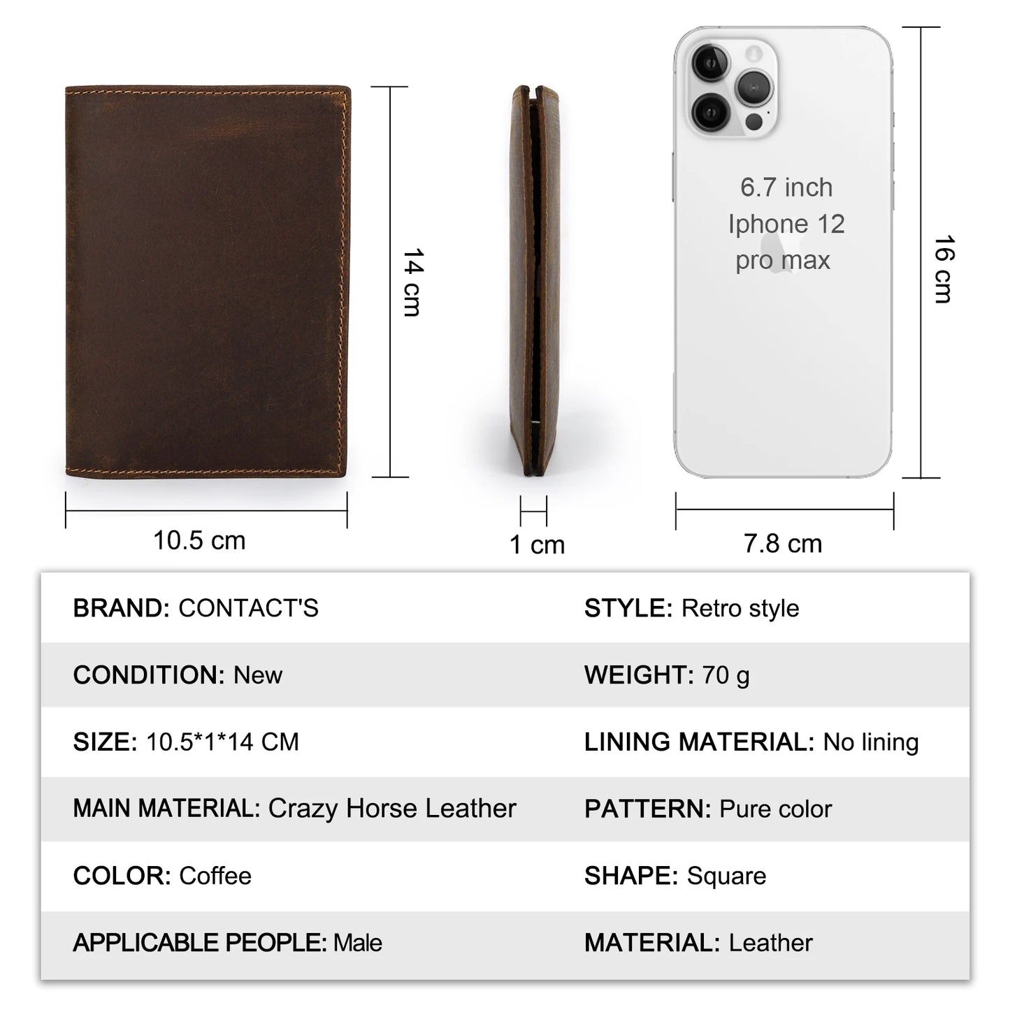 CONTACT'S Genuine Leather Passport Holder & Wallet - Vintage-Style Card Holder for Men, Perfect for Travel!